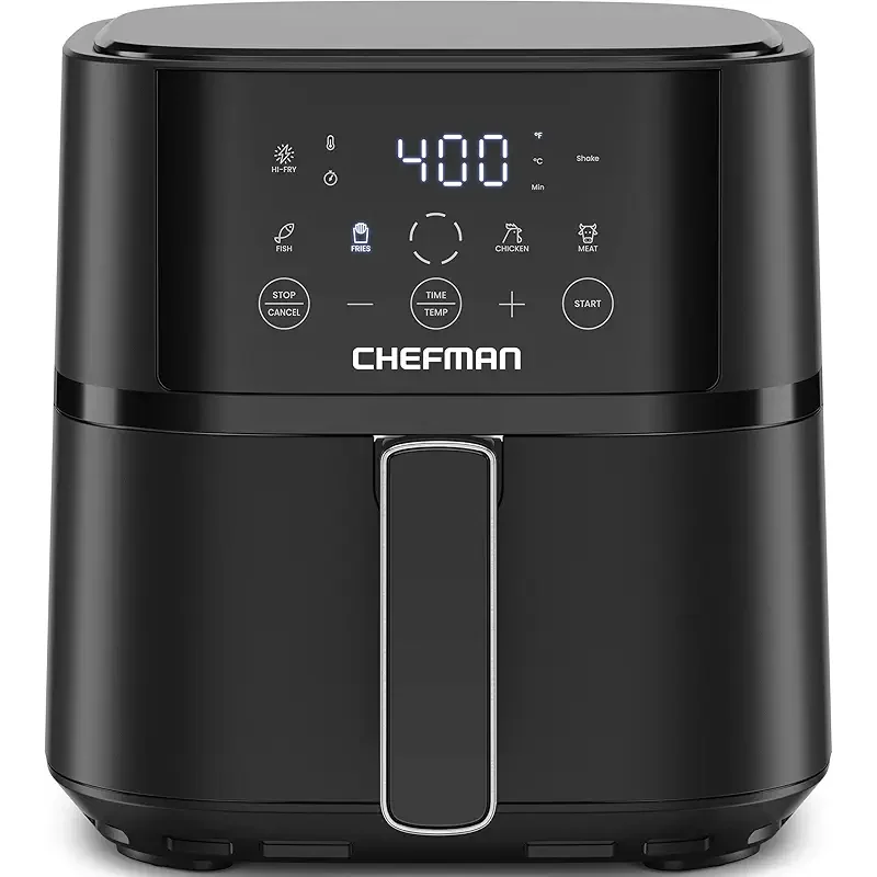 Chefman Air Fryer – 4 QT Compact Airfryer for Quick & Easy Meals in Minutes, Features Hi-Fry Technology for Extra Crisp, Touchscreen Controls with 4 Presets, Nonstick & Dishwasher Safe Basket - Black