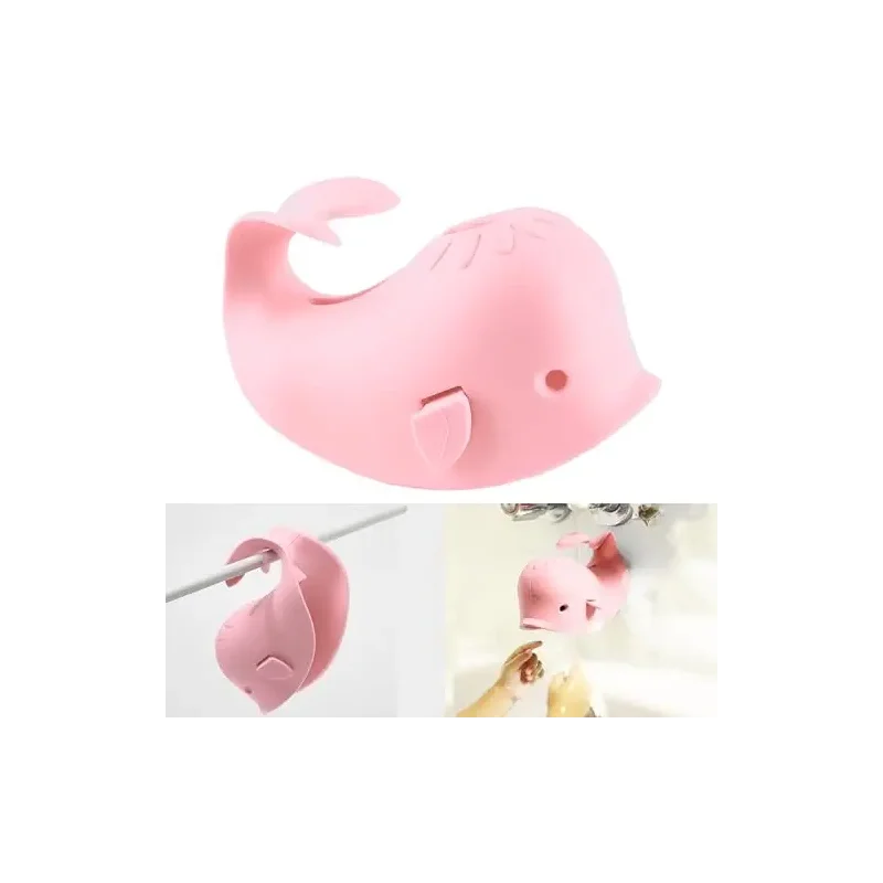 Bath Spout Cover for Bathtub,Baby Shower Protector Cover A Fun Way to Protects Baby from Bumping Head During Bathing Time Cute Soft Whale Design Making for Enjoyable Safe Baths (Pink)