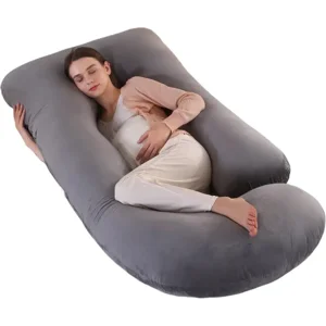 ALLOPERA Pregnancy Pillow, Full Body Maternity Pillow 57 inch, with Removable Washable Cover - Sleep Support for Legs, Back, Neck, Shoulder, HIPS, Belly for Pregnent Women, Velvet Cover(Dark Grey)
