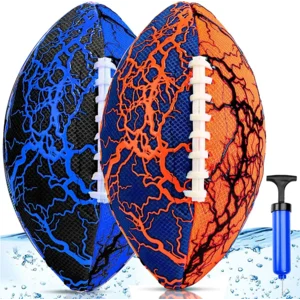 Jasonwell Pool Beach Water Football - 2Pack Strong Grip Waterproof Football for All-Weather Play Pool Toys Beach Games Outdoor Sports Toy Christmas Birthday Gifts for Kids Boys Teens Adults