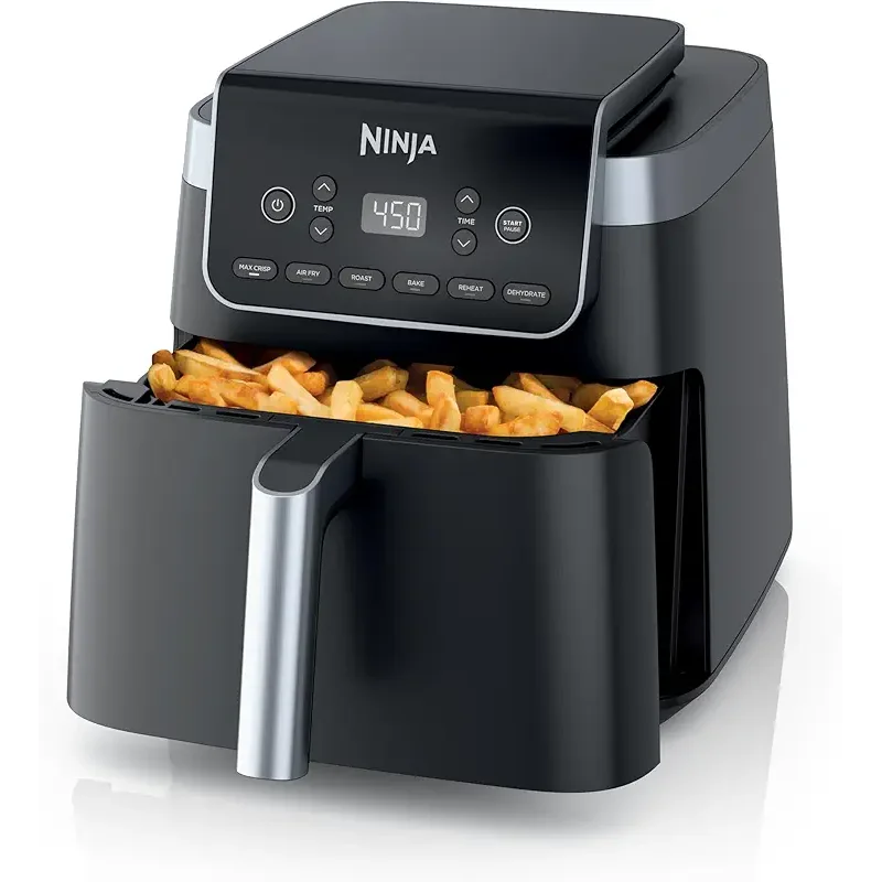 Ninja | Air Fryer | 6.5 QT Pro XL Capacity fits 9lbs of Wings | 6-in-1 Max Crisp, Air Fry, Roast, Bake, Reheat & Dehydrate | Nonstick Basket, Crisper Plate & Recipe Guide | Grey | AF181