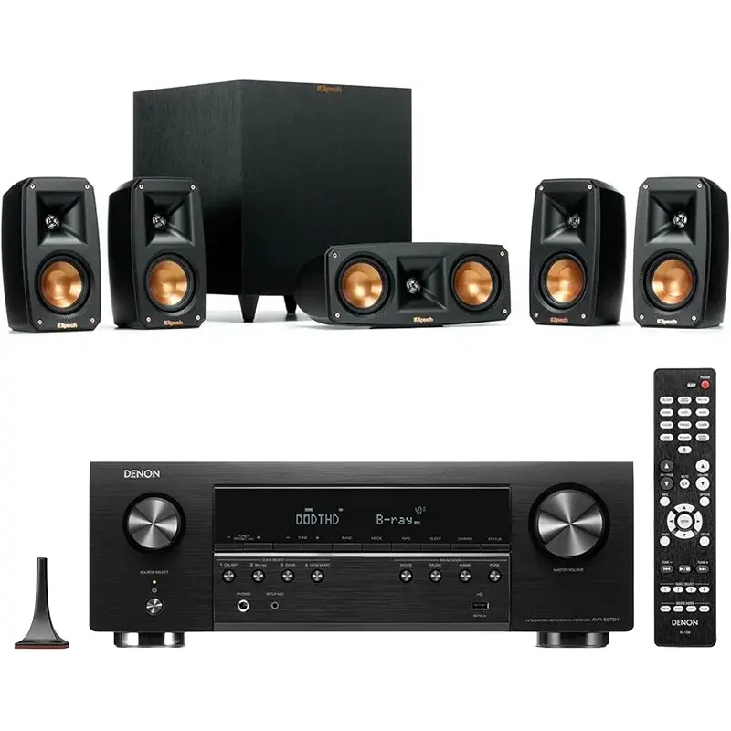 Klipsch Reference Theater Pack 5.1-Channel Speaker System + AVR-S770H 75W 7.2-Channel 8K Network AV Receiver with HEOS