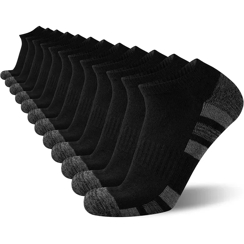 COOVAN 12 Pack Mens Ankle Socks Low Cut Cushioned Comfort Breathable Casual Socks 12 pairs