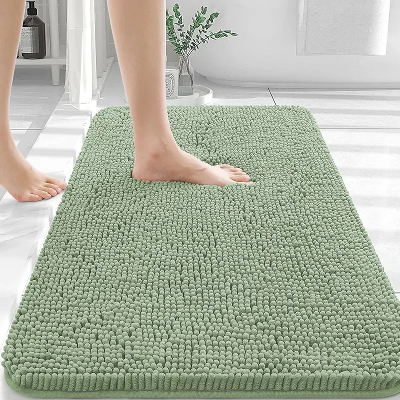 OLANLY Bathroom Rugs 30x20, Extra Soft Absorbent Chenille Bath Rugs, Rubber Backing Quick Dry, Machine Washable Bath Mats for Bathroom Floor, Tub and Shower, Home Decor Accessories, Sage Green