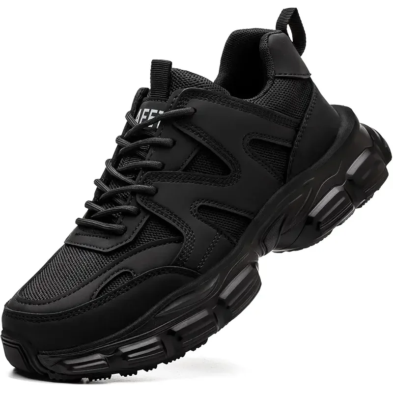 Hogent Steel Toe Shoes for Women Men Wide Non Slip Composite Work Sneakers Indestructible Comfortable Safety Tennis Shoes Lightweight Breathable Construction Sneakers Puncture Proof Ergonomic Design