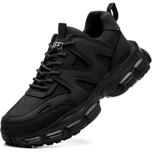 Hogent Steel Toe Shoes for Women Men Wide Non Slip Composite Work Sneakers Indestructible Comfortable Safety Tennis Shoes Lightweight Breathable Construction Sneakers Puncture Proof Ergonomic Design