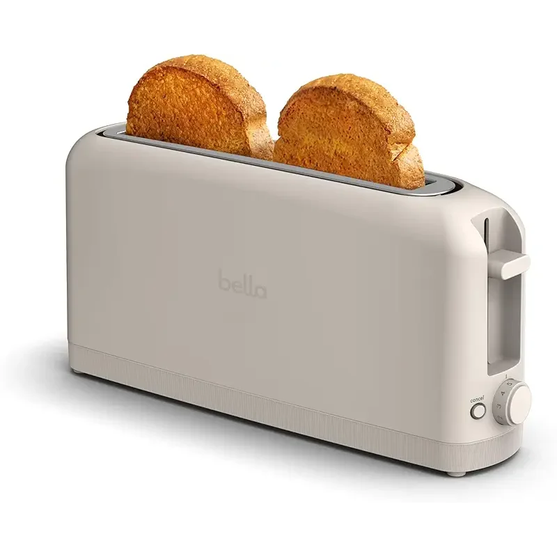 bella 2 Slice Slim Toaster, Fits-anywhere™ Kitchenware, 6 Setting Shade Control with Reheat & Cancel Buttons, Fits sourdough, 10” Long Slot, Anti Jam & Auto Shutoff, 900 Watt, Oatmilk