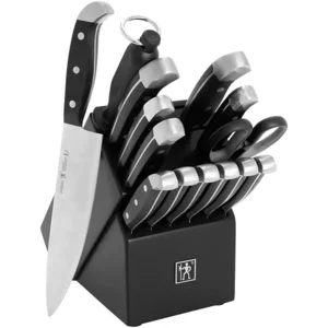 Henckels Statement 15-pc Kitchen Knife Set with Block, Chef Knife, Steak Knife set, Kitchen Knife Sharpener, Black, Stainless Steel