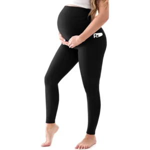 Walifrey Women's Maternity Leggings with Pockets Over The Belly,Pregnancy Yoga Pants Activewear Workout Leggings