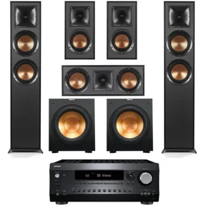 Klipsch Reference 5.2 Home Theater System, Bundle 2X R-625FA Floorstanding 2X R-12SW Subwoofer, R-52C Center, R-41M Bookshelf Speakers, and Denon AVR-S970H 7.2-Channel 8K Network AV Receiver