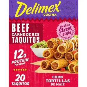 Delimex Beef Taquitos Frozen Snacks, 20 ct Box