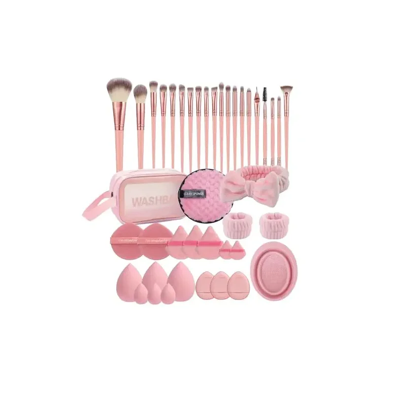 Makeup Brush Set, 42Pcs Makeup Tool Set Premium Synthetic Foundation Powder Concealers Eye Shadows Blush Makeup Brushes Kit with Makeup Sponge, Powder Puffs for Beginner & Professional