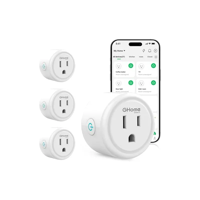 GHome Smart Plug, WiFi Smart Plugs Work with Alexa and Google Home, Smart Outlet Timer with APP Remote Control, 2.4GHz Wi-Fi Only, No Hub Required, ETL FCC Listed