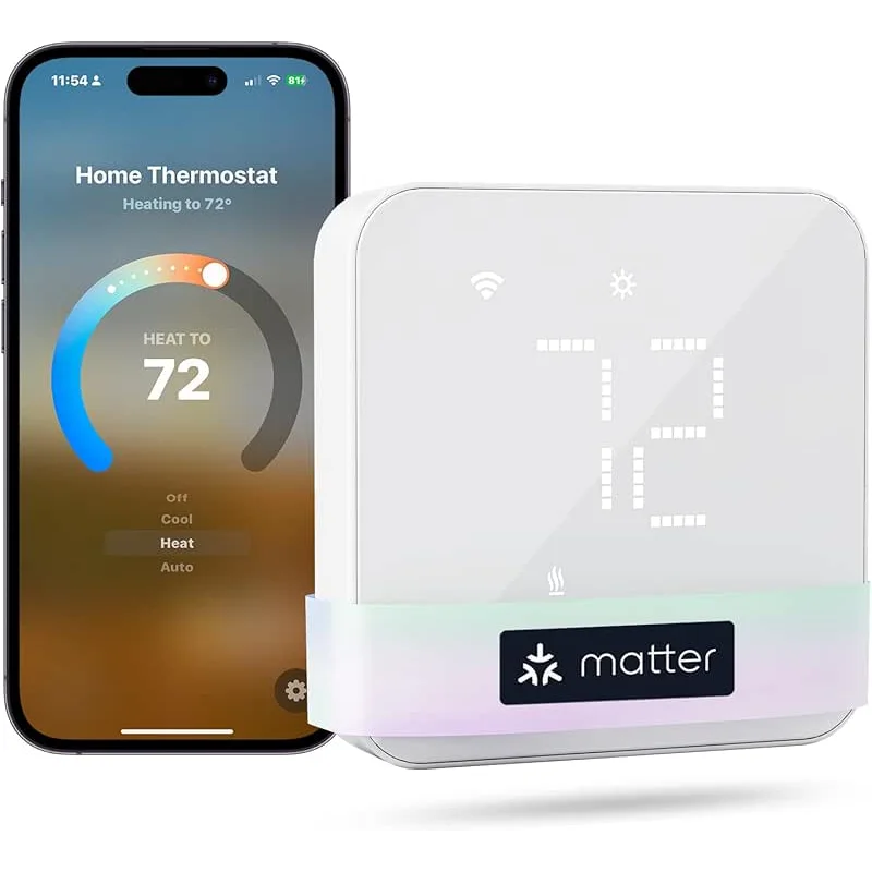meross Smart Thermostat for Home, WiFi Thermostat Works with Matter, Alexa, Apple Home, Google Assistant, App & Voice Control, 7x24h Scheduling, Energy Saving, C-Wire Required