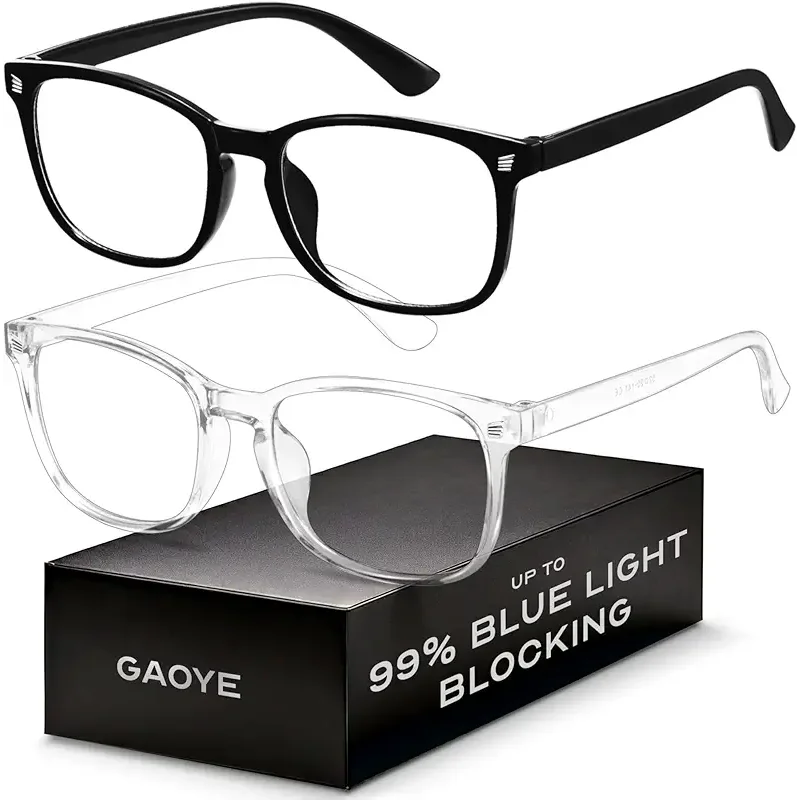 Blue Light Blocking Glasses - Fashion Square Eyeglasses, Anti UV Ray Computer Gaming Glasses Blue Blockers for Women/Men