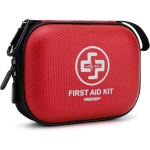 Mini First Aid Kit - 150 Piece Small Waterproof Hard Shell Medical Kit for Home, Car, Travel, Camping, Truck, Hiking, Sports, Office, Vehicle & Outdoor Emergencies- Small First Aid Medical Kit (Red)