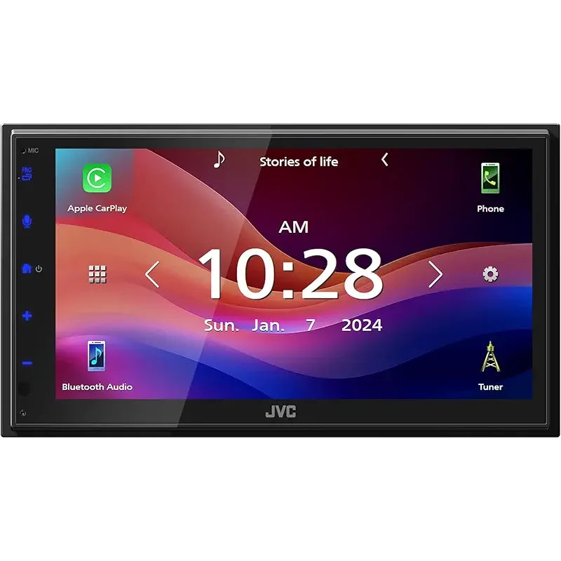 JVC KW-M595BT Digital Car Stereo (50W x 6-Ch), Apple CarPlay & Android Auto Compatible, Bluetooth-Enabled Head Unit with 6.8" LCD Display, Single DIN Touchscreen Car Stereo with USB Mirroring