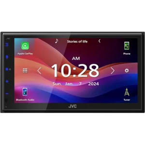JVC KW-M595BT Digital Car Stereo (50W x 6-Ch), Apple CarPlay & Android Auto Compatible, Bluetooth-Enabled Head Unit with 6.8" LCD Display, Single DIN Touchscreen Car Stereo with USB Mirroring