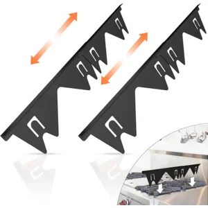 Stainless Steel Stove Gap Covers (2PCS), Stove Gap Filler for Kitchen Oven Counter Side Gap, Range Trim Kit, Easy Clean and Heat Resistant, Adjustable Length 13.8" to 27.5" 1