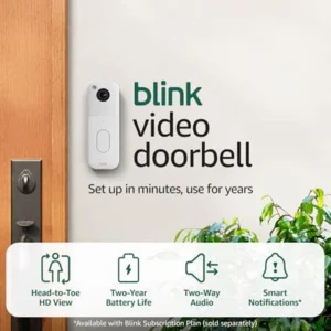 Blink Video Doorbell (newest model) – Head-to-toe HD view, two-year battery life, and simple setup. Required Sync Module not included – Add-On (White)