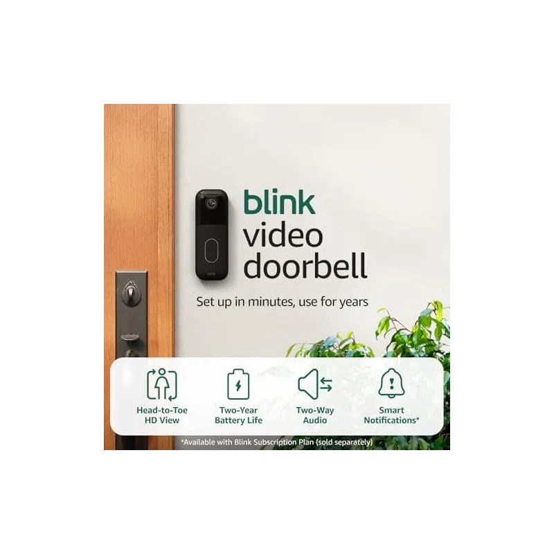 Blink Video Doorbell (newest model) – Head-to-toe HD view, two-year battery life, and simple setup. Sync Module Core included – System (Black)
