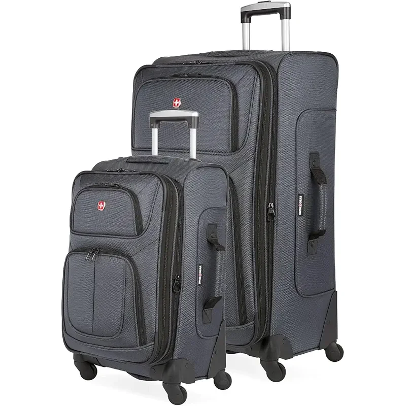 SwissGear Sion Softside Expandable Luggage with Spinner Wheels, Dark Grey, 2-Piece Set (21/25)