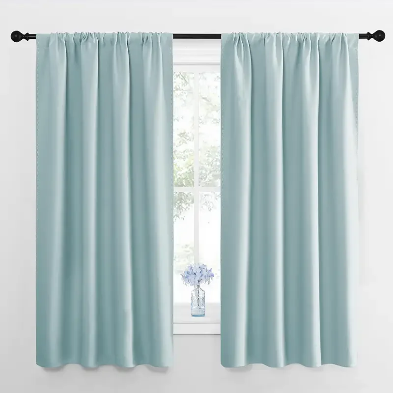 NICETOWN 2 Panels Blackout Curtains, Rod Pocket Thermal Insulated Curtains for Bedroom, Room Darkning Shading Blinds Modern Home Decoration for Living Room, Home Office, W42 x L63 in, Aqua Green