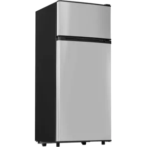 Manastin 4.5 Cu.Ft Mini Fridge with Freezer, Small Fridge with 2 Doors for Office, Kitchen, Dorm and Bedroom, Mini Refrigerator with Adjustable Shelves (Silver)