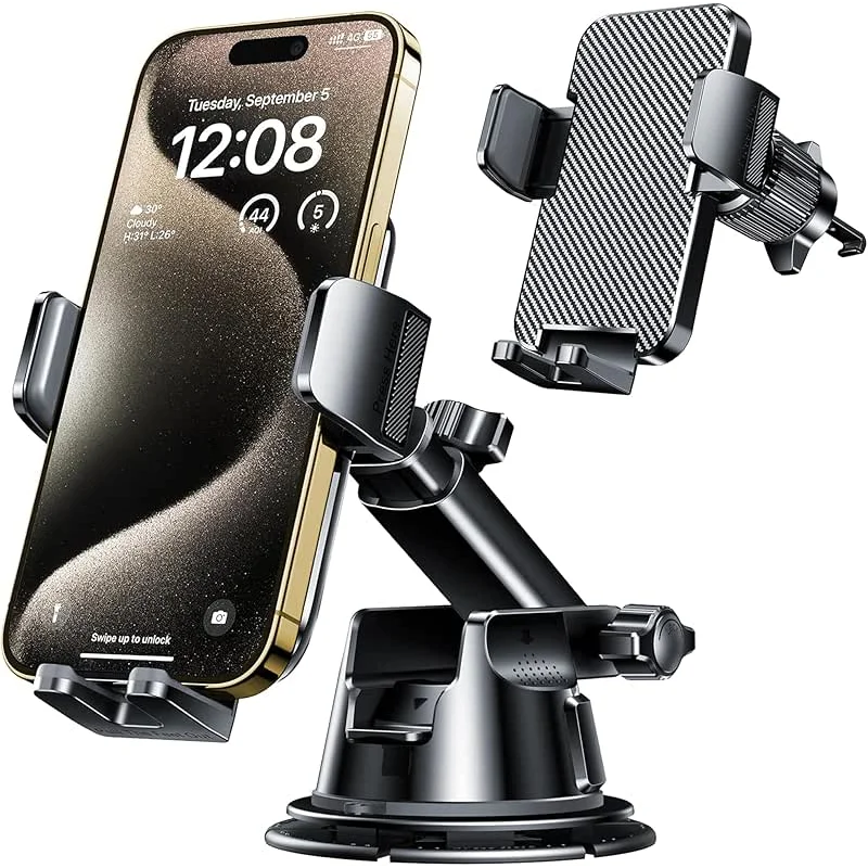 Qifutan Dash Mounted Holders Phone Holders for Your Car Phone Mount for Car Windshield Dashboard Air Vent Universal Desk Mounts Hands Free Automobile Cell Phone Holder Fit for iPhone Smartphone