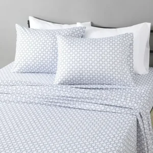 Amazon Basics Lightweight Microfiber 4-Piece Bed Sheet Set, Aqua, Printed, Full