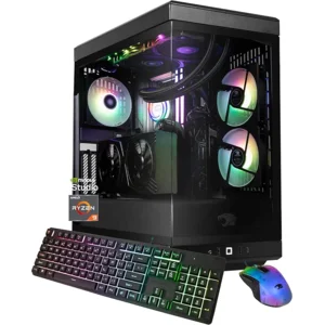 iBUYPOWER Y40 PRO Black Gaming PC Desktop Computer AMD Ryzen 9 7900X CPU, NVIDIA GeForce RTX 5070Ti 16GB GPU, 32GB DDR5 RGB 5200MHz RAM, 2TB NVMe SSD, Windows 11 Home, Keyboard, Mouse - Y40BA9N57T01
