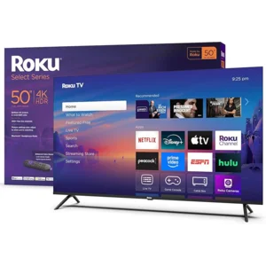 Roku Smart TV 2025 – 50-Inch Select Series, 4K HDR TV – RokuTV with Enhanced Voice Remote – Flat Screen LED Television with Wi-Fi for Streaming Live Local News, Sports, Family Entertainment