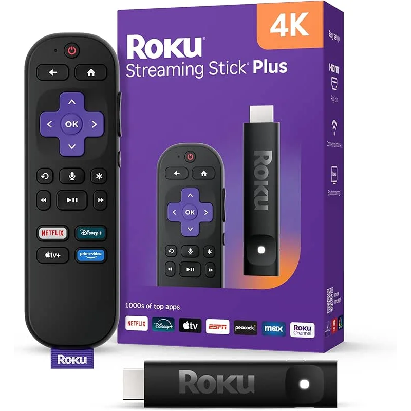 Roku Streaming Stick Plus 2025 - 4K & HDR Roku Streaming Device for TV with Voice Remote - Free & Live TV