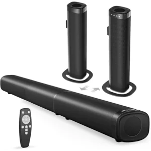 Sound Bar, 100W Sound Bar for Smart TV, Bluetooth 5.3 Soundbar, 2 in 1 Detachable Home Speaker Bass Effect, Home Theater Surround Sound, ARC/Optical/AUX/USB Connections, for TV/PC/Projectors