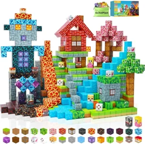 EchoPlan 150PCS Magnetic Blocks, Magnetic Building Blocks, STEM Constructions Magnet Blocks for Boys Girls Age 3 4 5 6 7 8 9 10, Sensory Stacking Toy Christmas Birthday Gifts for Kids, 1" Large Size