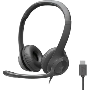 Logitech H391 Wired Headset for PC/Laptop, Stereo Headphones with Noise Canceling Microphone, USB-C, in-Line Controls, Works with Chromebook - Graphite
