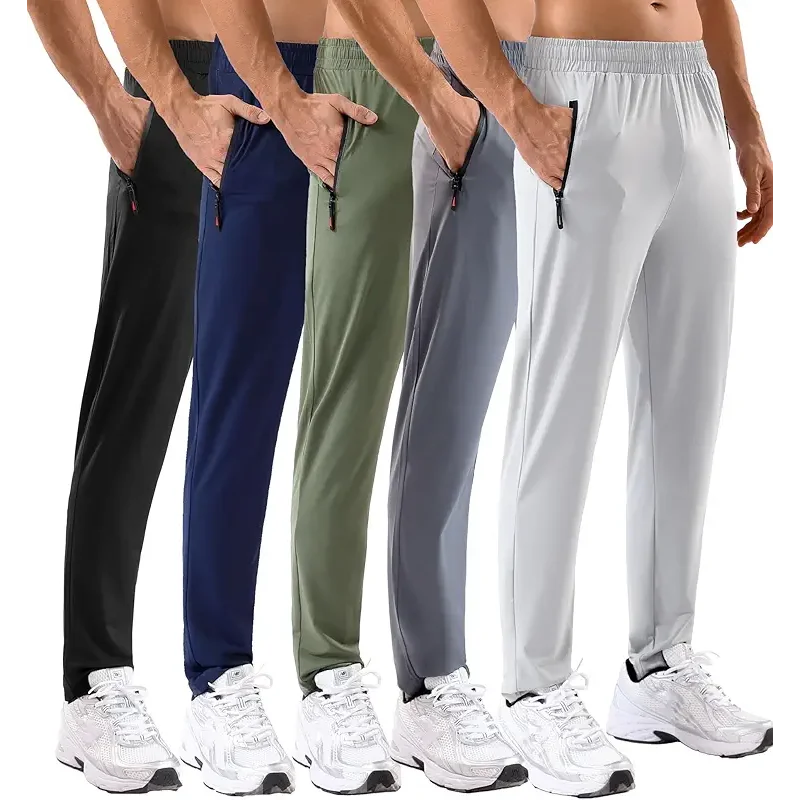 5 Pack Mens Sweatpants with Zipper Pockets Stretch Lightweight Athletic Track Pants for Men Joggers Running Workout Gym