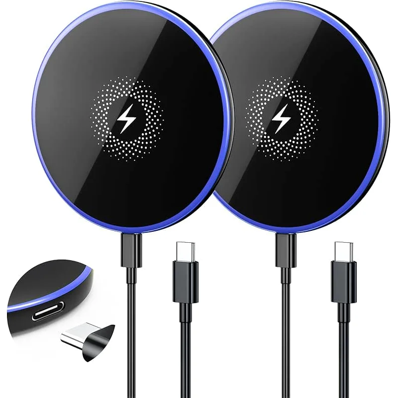 Wireless Charger 2Pack 6FT 15W Samsung Magnetic Wireless Charger Fast Charging Pad for Samsung Galaxy S25 Ultra/S24 FE/S23 Ultra/S22/S21/Z Google Pixel 9 8a 7a 8 7 Pro | Strong Magnet Technology