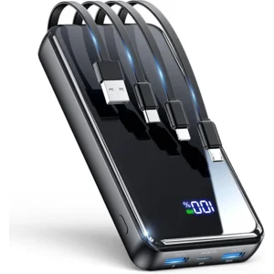 Portable Charger,50000mAh Power Bank Built-in Cable, 22.5W PD USB C In & Out Fast Charging, External Battery Pack with 6 Output & 2 Input, Travel Phone Charger for iPhone 17/16/15/14/13/12, Android
