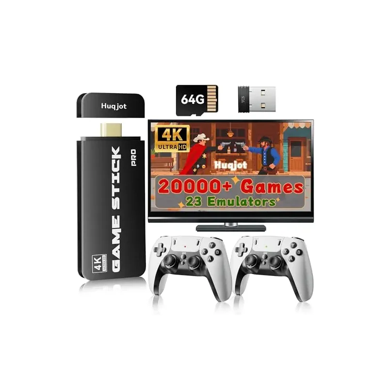 2025 NEW Upgrade Retro Gaming Console Pro, Vide Game Consoles with 4K HDMI, Built-in 20000+ Games & 23 Emulators, Plug and Play Video Gaming Consoles with Upgrade Dual 2.4G Wireless Controllers (64G)