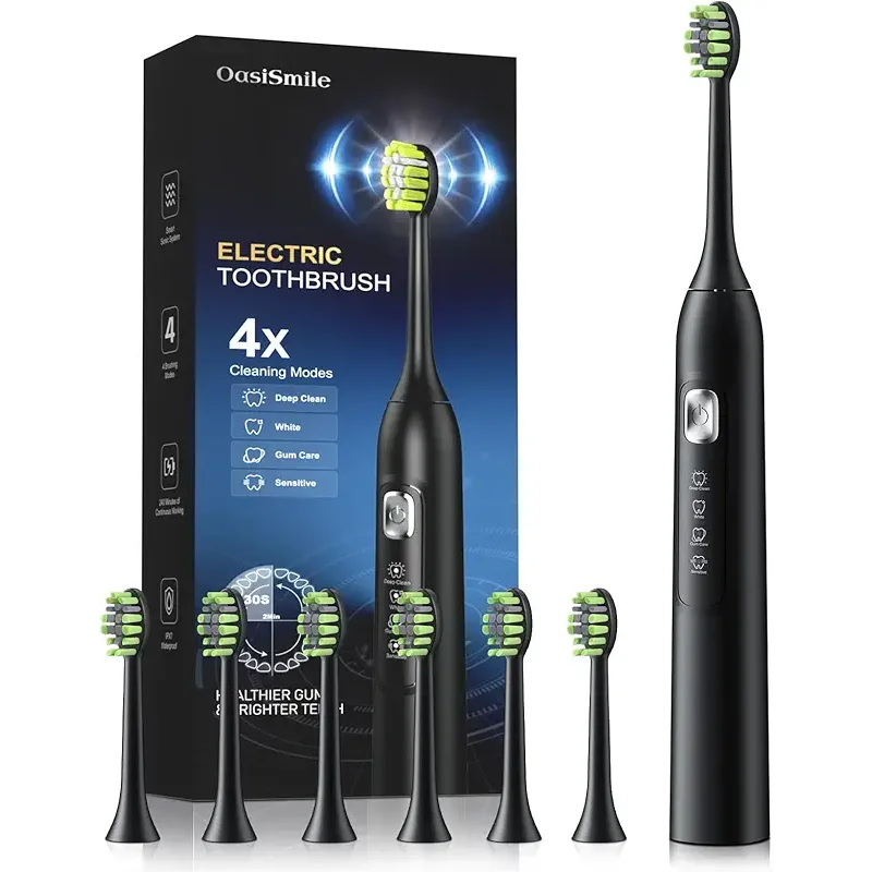 Sonic Electric Toothbrush for Adults: 42,000 VPM Deep Clean for Sensitive Teeth, Rechargeable Toothbrush with 6 Brush Heads, 4 Modes & Smart Timer, IPX7 Waterproof, 120-Day Battery for Home/Travel