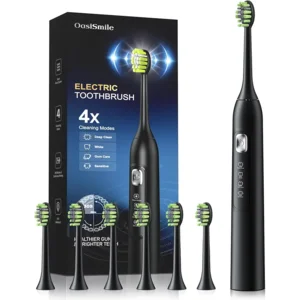 Sonic Electric Toothbrush for Adults: 42,000 VPM Deep Clean for Sensitive Teeth, Rechargeable Toothbrush with 6 Brush Heads, 4 Modes & Smart Timer, IPX7 Waterproof, 120-Day Battery for Home/Travel