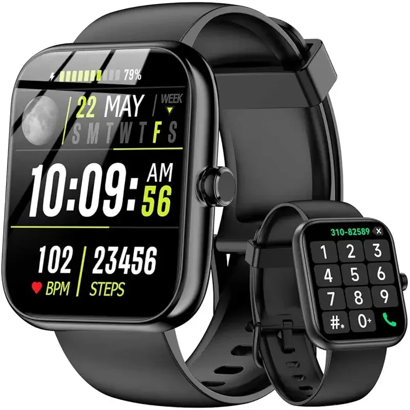 Smart Watch with Alexa Built-in, 1.83" HD Touchscreen & Fitness Tracker with Message Call Function, 120+ Sport Modes, IP68 Waterproof, 24/7 Heart Rate/Sleep Monitor, for Android iPhone (Black)