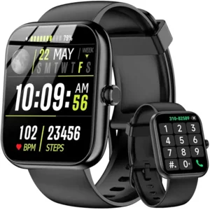 Smart Watch with Alexa Built-in, 1.83" HD Touchscreen & Fitness Tracker with Message Call Function, 120+ Sport Modes, IP68 Waterproof, 24/7 Heart Rate/Sleep Monitor, for Android iPhone (Black)
