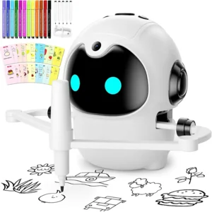 Drawing Robot for Kids, Interactive Educational Toy with 150 Cards, 12 Color Markers & Voice Guidance, Magic Drawing Robot for Boys & Girls Ages 3-8, Educational Learning Toys for Kids