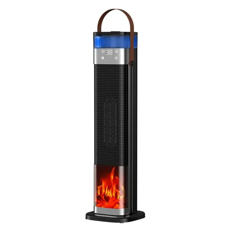 Space Heater Indoor, 25" 1500W PTC Ceramic Heater with atomization and humidification function, 3 Modes, 3D Flame, 12H Timer, 45° Oscillating, with Remote, Tower Heater for Office Bedroom