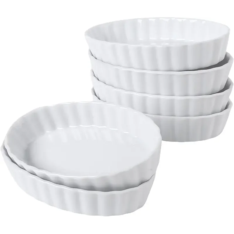 SumitlEyao 6pcs Pie Pan, Baking Pan Ceramic, Quiche Baking Dish, for Baking, Souffle Dishes, Oven Safe