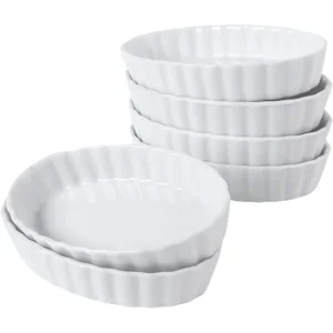 SumitlEyao 6pcs Pie Pan, Baking Pan Ceramic, Quiche Baking Dish, for Baking, Souffle Dishes, Oven Safe