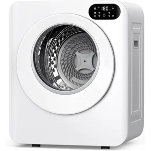 Euhomy 1.5 Cu.Ft Portable Clothes Dryer, 850W Clothes Dryer with Stainless Steel Drum, 4 Functions, LED Control, Drying Machine for Apartments, Laundry, Dorm, Small Space, White