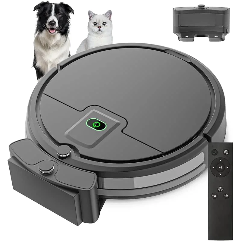Robot Vacuum Cleaner, 2900Pa Robot Vacuum Powerful Suction with Remote Control, Automatic Self-Charging, Long Runtime, Slim and Quiet Robotic Vacuum for Carpet and Pet Hair